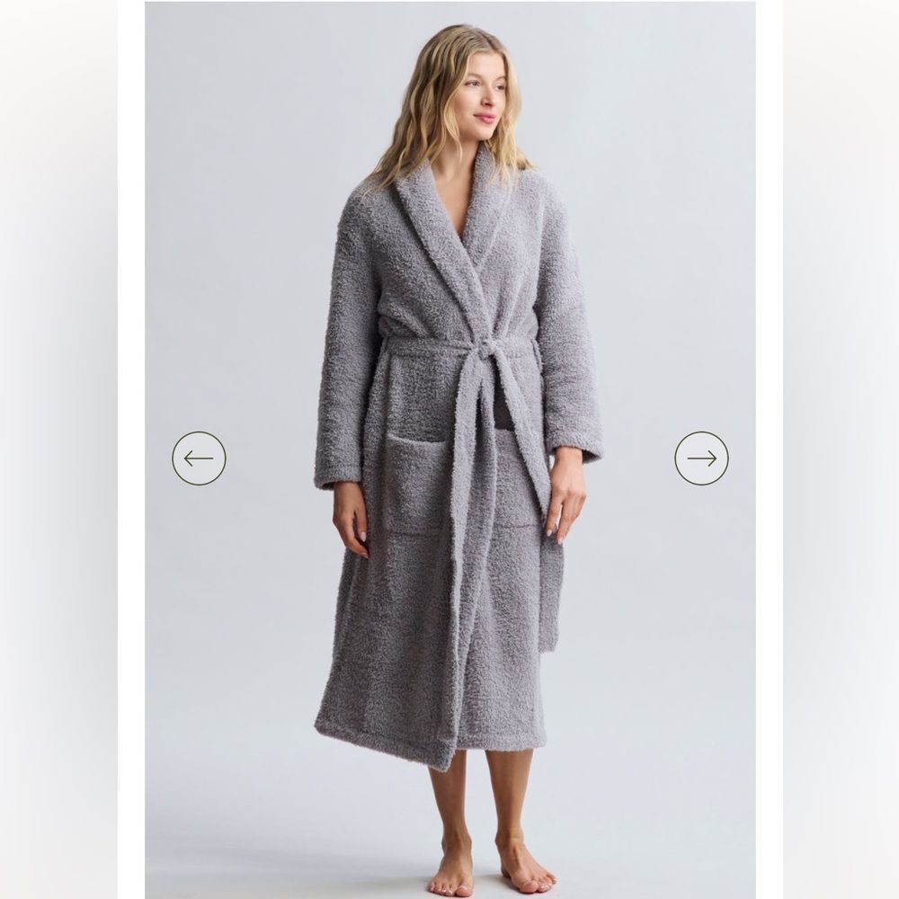 Barefoot Dreams CozyChic Adult Robe Dove Gray Size 1 Small/Medium Belted Pockets